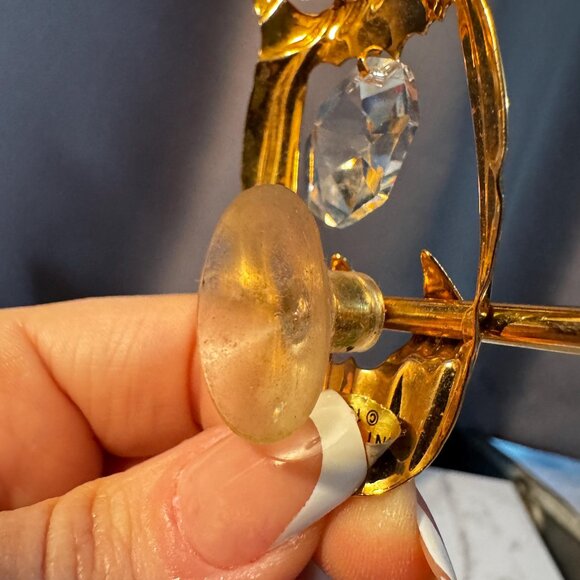 1992 Mascot International Owl Suncatcher Gold Tone Window Hanging With Crystal B - Picture 5 of 10